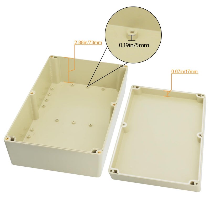 LeMotech Waterproof Dustproof IP65 ABS Plastic Junction Box Universal Electric Project Enclosure Pale Gray 10.4 x 7.2 x 3.7 inch (263 x 182 x 95 mm) - Image 4